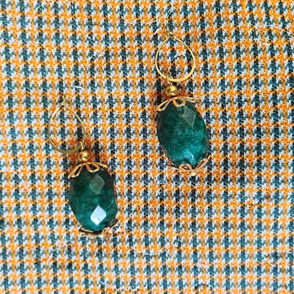 Chunky Faceted Emerald Earrings - Picture 6 of 6